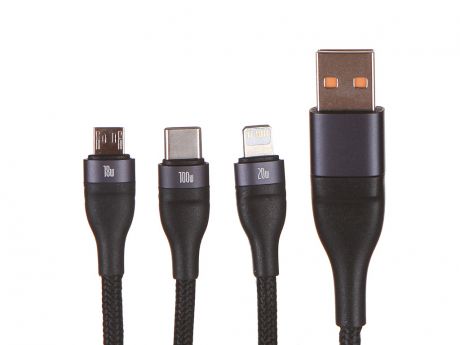 Аксессуар Baseus Flash Series USB / Type-C - MicroUSB / Lightning / Type-C 100W 1.2m Gray-Black CA2T3-G1