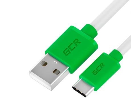 Аксессуар GCR QC USB - Type-C 25cm White-Green GCR-53039