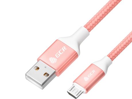 Аксессуар GCR QC USB - MicroUSB 1m Pink-White GCR-52473