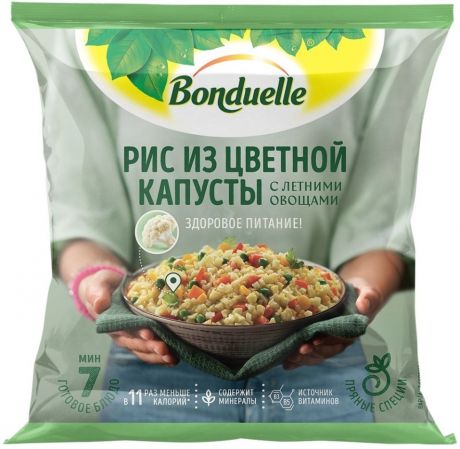 Смесь овощная Bonduelle Рис из цветной капусты с летними овощами быстрозамороженная 400г