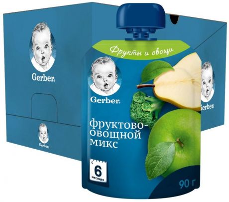 Пюре Gerber Фруктово-овощной микс 90г (упаковка 6 шт.)
