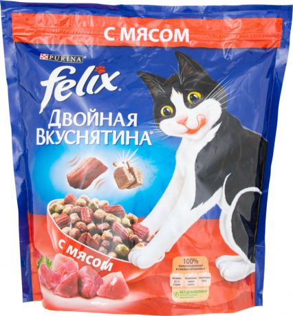 Сухой корм для кошек Felix Двойная Вкуснятина с мясом 1.5кг