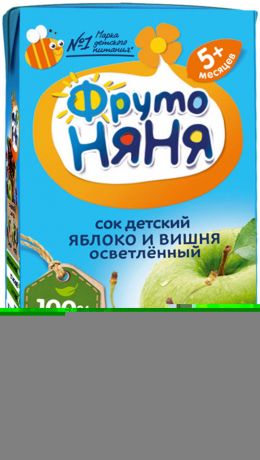 Сок ФрутоНяня Яблоко-вишня 200мл (упаковка 6 шт.)