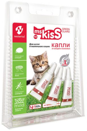 Капли репеллентные Ms. Kiss Green Guard для котят и маленьких кошек 1мл