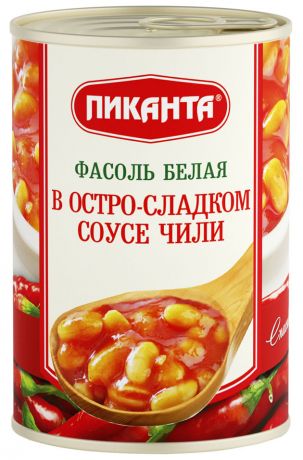 Фасоль Пиканта Белая в остро-сладком соусе Чили 430г (упаковка 3 шт.)