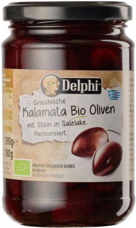Маслины Delphi Каламата с косточкой в рассоле 290г (упаковка 3 шт.)