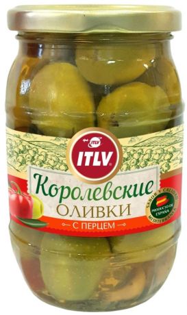 Оливки ITLV Королевские с перцем 370мл (упаковка 3 шт.)