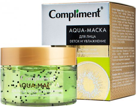 Aqua-маска для лица Compliment Detox и увлажнение с экстрактом киви и ниацинамидом 100мл