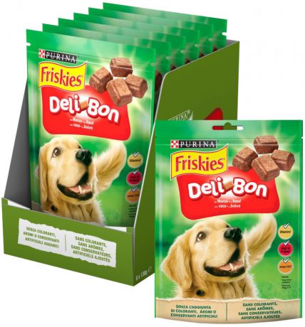 Лакомство для собак Friskies Deli-Bon с говядиной 130г (упаковка 6 шт.)