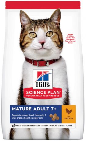 Сухой корм для пожилых кошек Hills Science Plan с курицей 300г (упаковка 2 шт.)