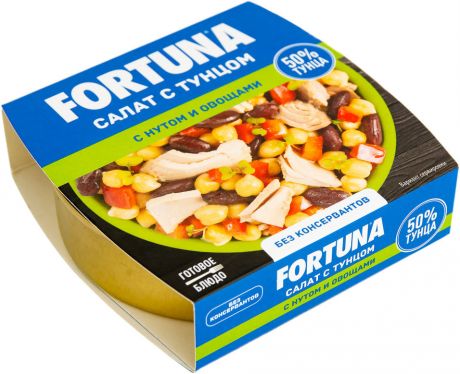 Салат Fortuna с тунцом нутом и овощами 160г