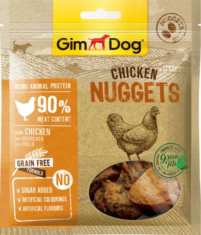 Лакомство для собак GimDog наггетсы куриные для собак 55г (упаковка 6 шт.)