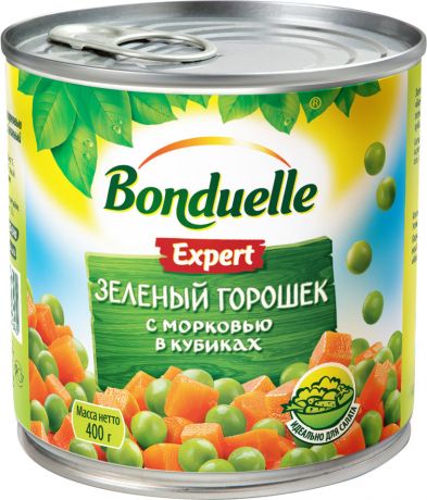 Горошек Bonduelle Expert зеленый с морковью в кубиках 400г (упаковка 3 шт.)