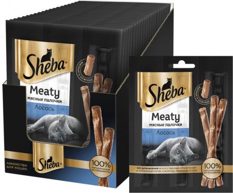 Лакомство для кошек Sheba Meaty мясные палочки Лосось 3*4г (упаковка 6 шт.)