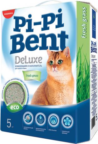 Наполнитель для кошачьего туалета PiPi Bent DeLuxe комкующийся Fresh grass 5кг