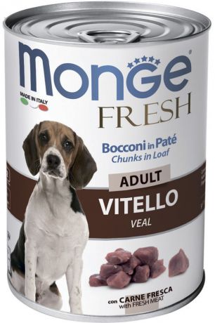 Корм для собак Monge Dog Fresh Chunks in Loaf рулет из телятины 400г