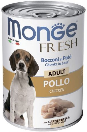 Корм для собак Monge Dog Fresh Chunks in Loaf рулет из курицы 400г