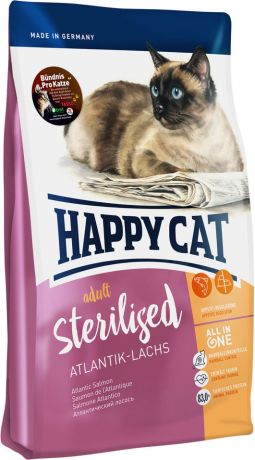 Сухой корм для взрослых кошек Happy Cat Для стерелизованных лосось 1.4кг