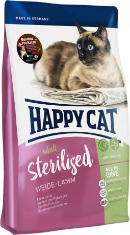 Сухой корм для взрослых кошек Happy Cat Для стерелизованных ягненок 0.3кг