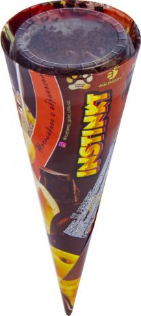 Мороженое Instinkt пломбир шоколадный с абрикосовой начинкой в вафельном рожке 12.5% 80г
