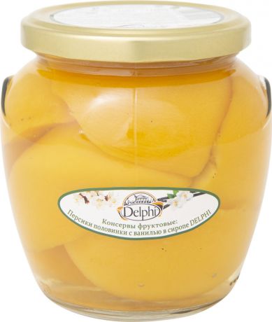 Персики Delphi половинки с ванилью в сиропе 550г