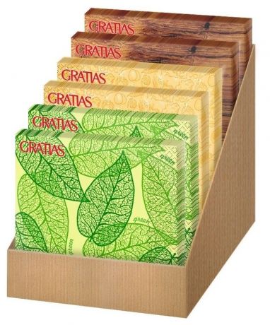 Салфетки бумажные Gratias Box Mix Барбекю 33*33см 3 слоя 6*12шт