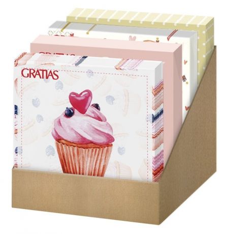 Салфетки бумажные Gratias Box Mix Романтика 33*33см 3 слоя 4*20шт