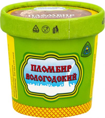 Мороженое Вологодский пломбир Шоколадное 12% 60г