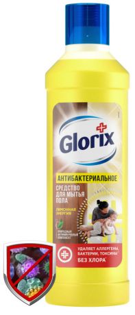 Средство для мытья пола Glorix 3в1 Лимонная энергия антибактериальное 1л