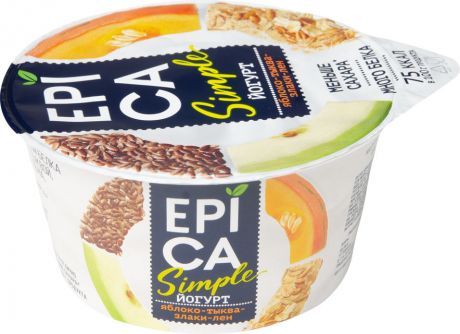Йогурт Epica Simple с яблоком тыквой злаками и льном 1.7% 130г
