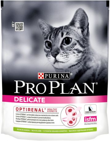 Сухой корм для кошек Pro Plan Optirenal Delicate с ягненком 400г