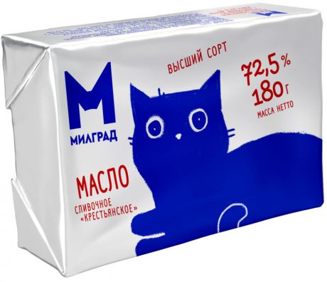 Масло сливочное Милград Крестьянское 72.5% 180г