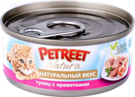 Корм для кошек Petreet Кусочки тунца с креветками в рыбном супе 70г