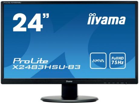 Монитор 24" iiYama X2483HSU-B3 черный VA 1920x1080 250 cd/m^2 1 ms VGA HDMI DVI-D HDCP Композитный вход USB