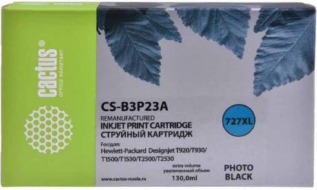 Картридж струйный Cactus №727 CS-B3P23A фото черный (130мл) для HP DJ T920/T1500