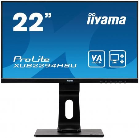 Монитор 22" iiYama ProLite XUB2294HSU-B1 черный VA 1920x1080 250 cd/m^2 4 ms HDMI DisplayPort VGA Аудио USB XUB2294HSU-B1