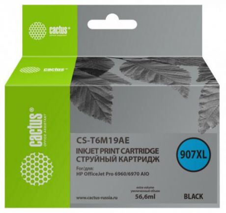 Картридж струйный Cactus №907XL CS-T6M19AE черный (56.6мл) для HP OJP 6950/6960/6970