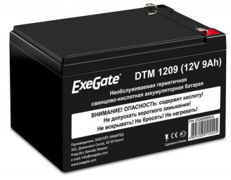 Exegate EX282966RUS Exegate EX282966RUS Аккумуляторная батарея ExeGate DTM 1209/EXS1290 (12V 9Ah 1234W), клеммы F2