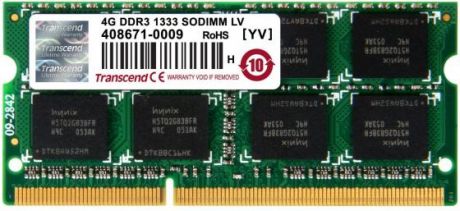 Оперативная память для ноутбука 4Gb (1x4Gb) PC3-10600 1333MHz DDR3L SO-DIMM CL9 Transcend TS512MSK64W3N