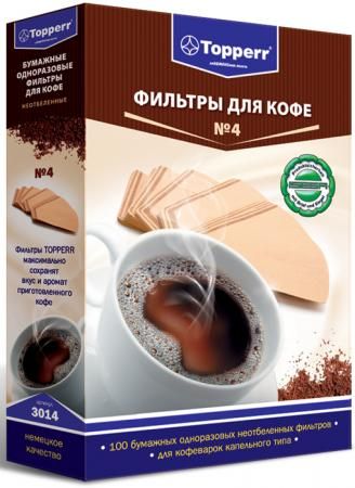Фильтры для кофе для кофеварок капельного типа Topper №4 неотбеленные 1х4 (упак.:100шт)