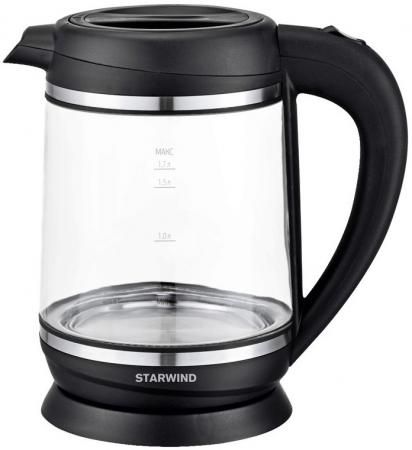 Чайник электрический Starwind SKG2023 1.7л. 2200Вт черный/серебристый (корпус: стекло)