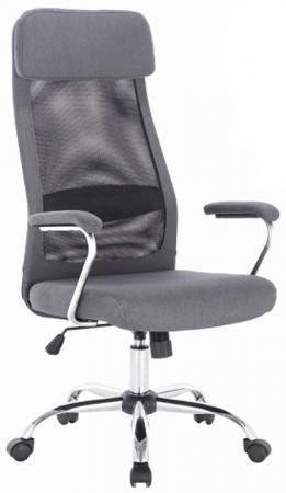 Кресло офисное BRABIX "Flight EX-540", хром, ткань, сетка, серое