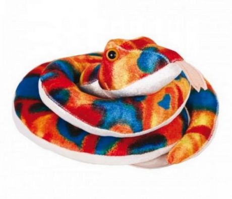 Мягкая игрушка змейка Gulliver Змейка Пеструшка 27 см синий красный оранжевый белый плюш синтепон