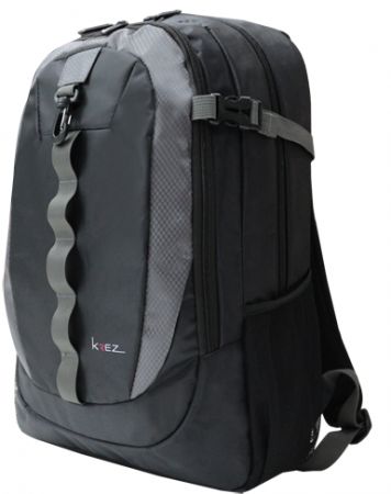 Рюкзак для ноутбука 15.6" KREZ - нейлон полиэстер серый черный