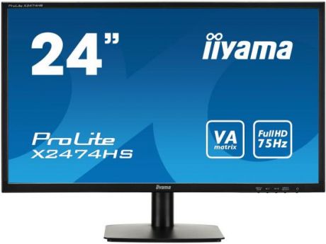 Монитор 24" iiYama X2474HS-B2 черный VA 1920x1080 250 cd/m^2 4 ms HDMI DisplayPort VGA Аудио X2474HS-B2