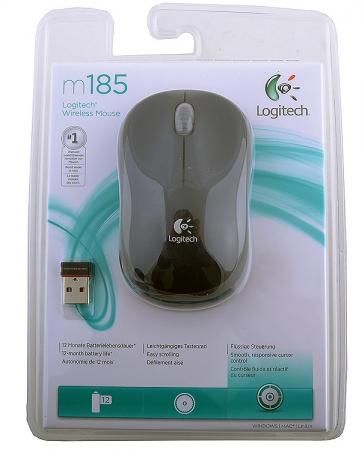 Мышь беспроводная Logitech M185 чёрный серый USB 910-002238