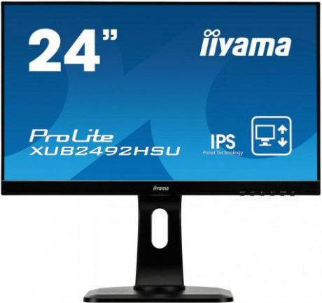 Монитор 23.8" iiYama XUB2492HSU-B1 черный IPS 1920x1080 250 cd/m^2 5 ms HDMI DisplayPort VGA Аудио USB XUB2492HSU-B1