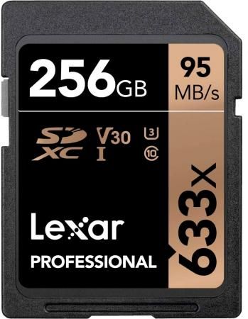 LEXAR 256GB Professional 633x SDXC UHS-I cards, up to 95MB/s read 45MB/s write C10 V30 U3, Global
