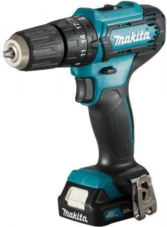 Makita HP333DWAE Дрель аккумуляторная { 12В,2х2 Ач Li-ion(слайдер),БЗП-10мм,0-450\1700об\м,30\14Нм,1.1кг,чем,подсв }