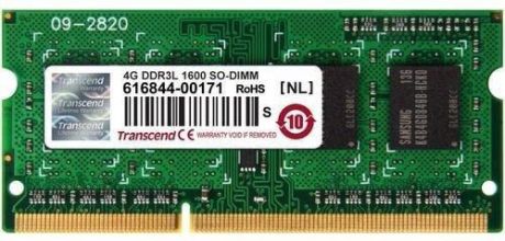 Оперативная память для ноутбука 4Gb (1x4Gb) PC3-12800 1600MHz DDR3L SO-DIMM CL11 Transcend TS512MSK64W6N-I